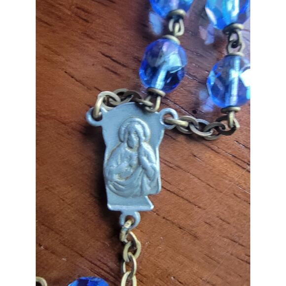 Vintage Rosary Blue Crystal Beads - Picture 2 of 5